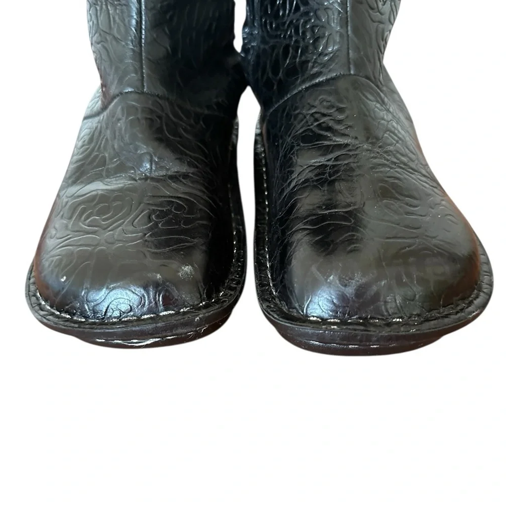 Alegria Embossed Leather Mid-Calf Boots Black EU 39 Shearling Lined - Picture 8 of 15